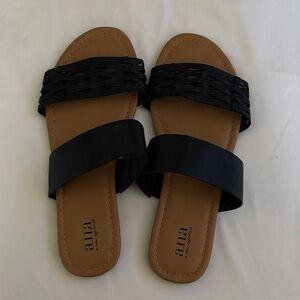 a.n.a Woven Black and Tan Sandals